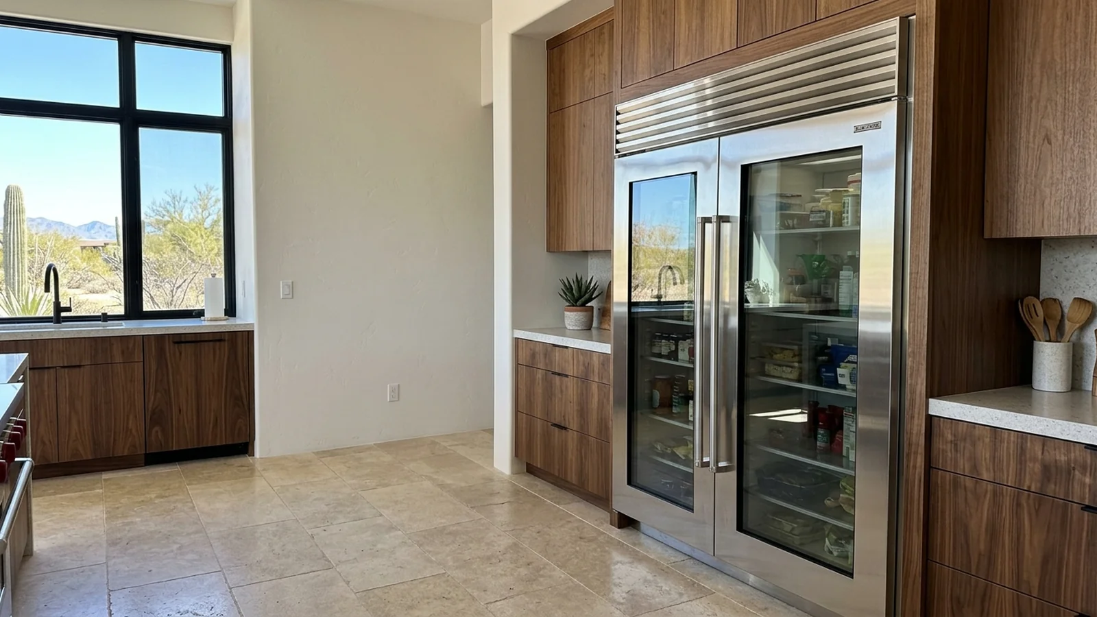 Technician servicing a custom wine cellar in a Fountain Hills golf-community home